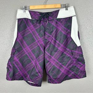 Alpinestars Board Shorts Men’s 34 Black/White/Purple Cargo Pockets Bottle Opener